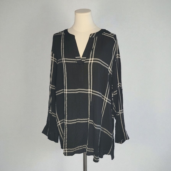 Jane Delancey Tops - JANE + DELANCEY - 1X Chic Black and White Plaid Women's Tunic